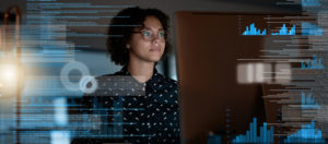 Image of woman working with augmented reality