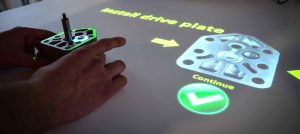 Installing drive plate with projection-based augmented reality 