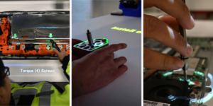 Photo collage of projected augmented reality applications