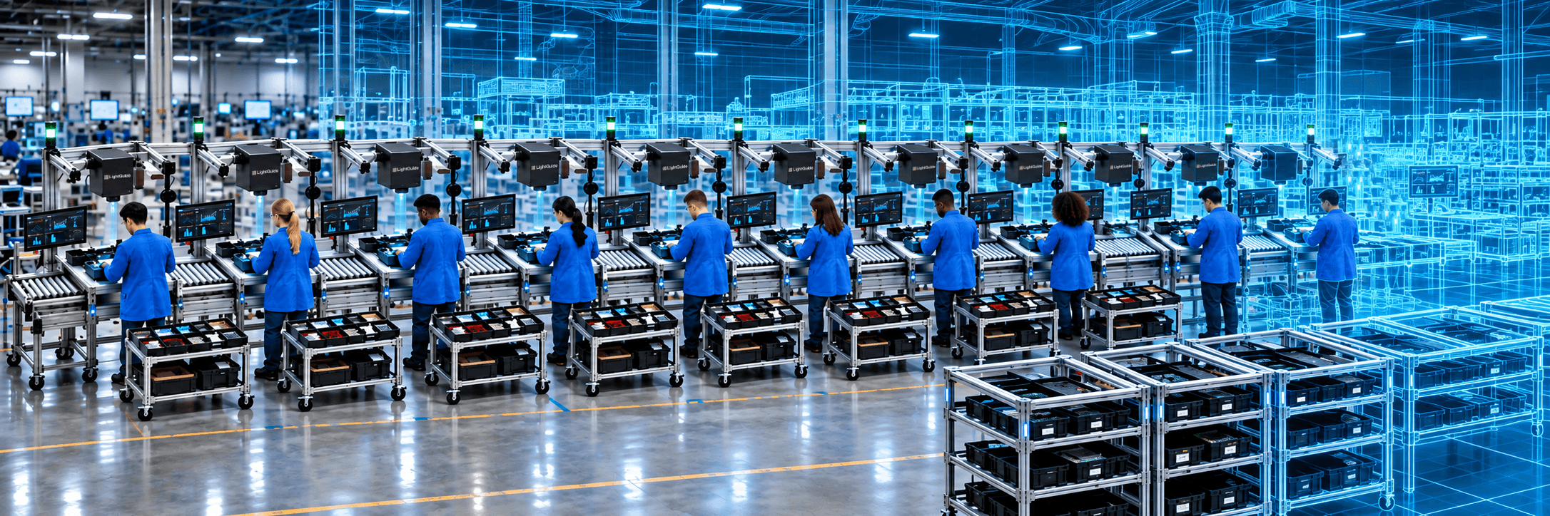 Digitaler Zwilling einer Serverbaugruppe mit 10 Stationen